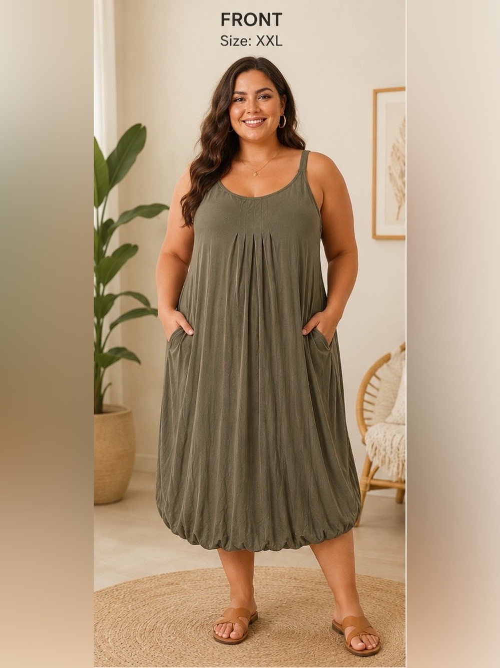 Ekouaer Women's Sleeveless Casual Swing Dress
XXL Olive Green